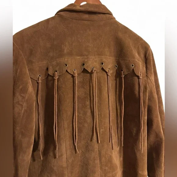 Vintage Brown Long Coat With Fringe - Picture 3 of 6